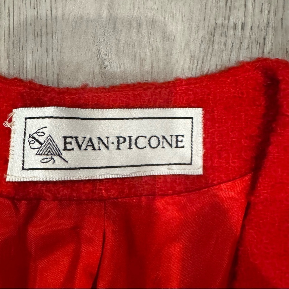 Evan Picone Women's Vintage Cherry Red Blazer Size 14 Made In USA Button Front - Picture 2 of 8